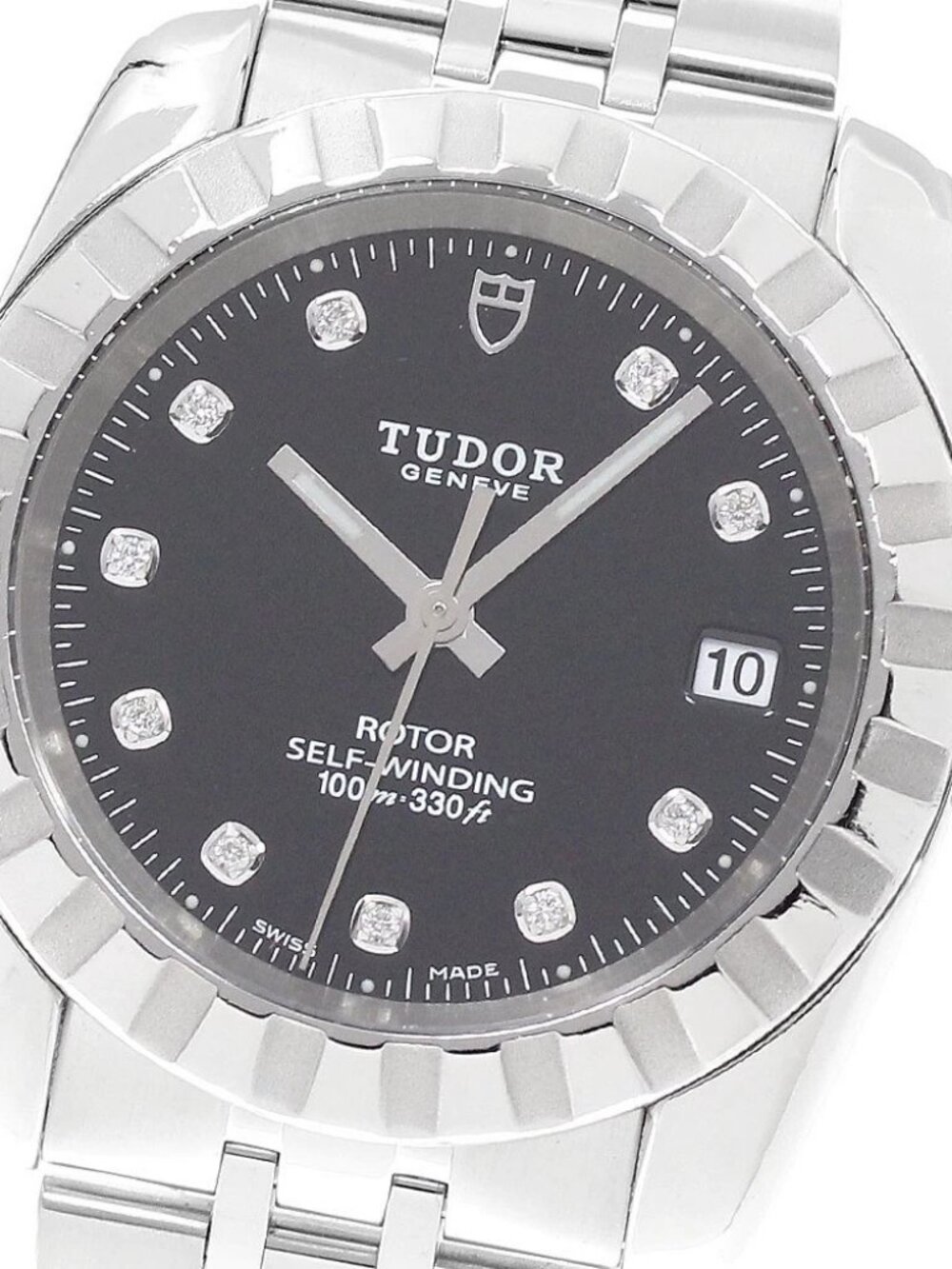 TUDOR Classic 21010 Date 10P diamond black Dial Automatic Men's Watch_948052